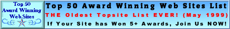 Won 5+ awards? Join Top 50 Award Winning Web Sites!